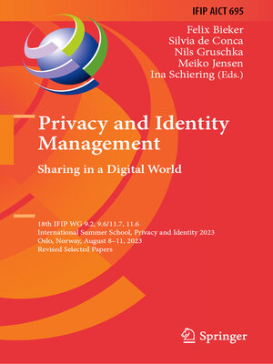cover image of Privacy and Identity Management. Sharing in a Digital World